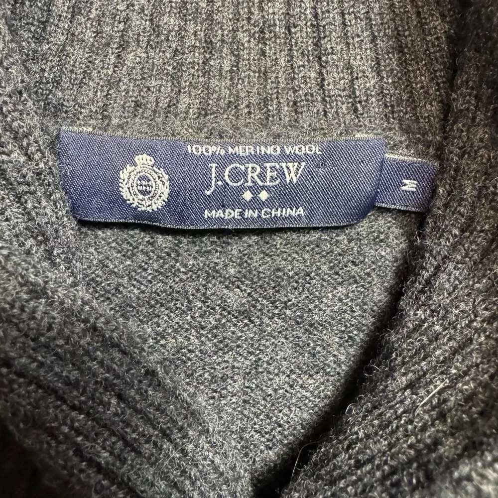 J.Crew Shawl Collar 100% Merino Wool Grey Sweater Size M